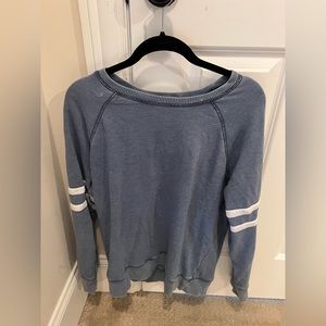 Blue-Grey Comfy American Eagle Sweatshirt with Arm Stripes
